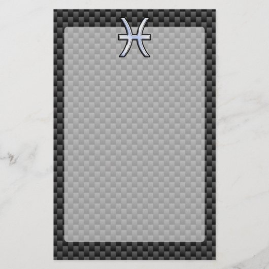 Pisces Zodiac Sign im Carbon Fiber Style Briefpapier (Vorderseite)