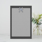 Pisces Zodiac Sign im Carbon Fiber Style Briefpapier (Stehend Vorderseite)