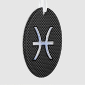 Pisces Zodiac Sign im Carbon Fiber Style Ornament (Vorderseite)