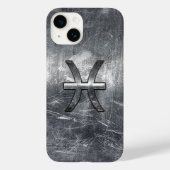 Pisces Zodiac Sign in Grunge Silver Steel Style Case-Mate iPhone Hülle (Rückseite)