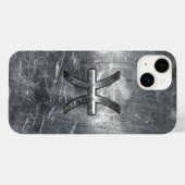 Pisces Zodiac Sign in Grunge Silver Steel Style Case-Mate iPhone Hülle (Rückseite (Horizontal))