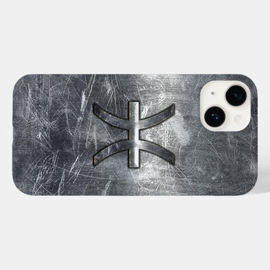 Pisces Zodiac Sign in Grunge Silver Steel Style Case-Mate iPhone Hülle (Rückseite (Horizontal))