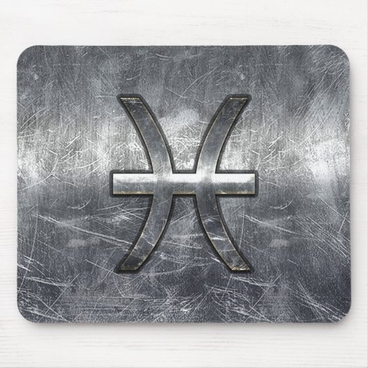 Pisces Zodiac Sign in Grunge-Stahl-Dekoration Mousepad (Vorne)