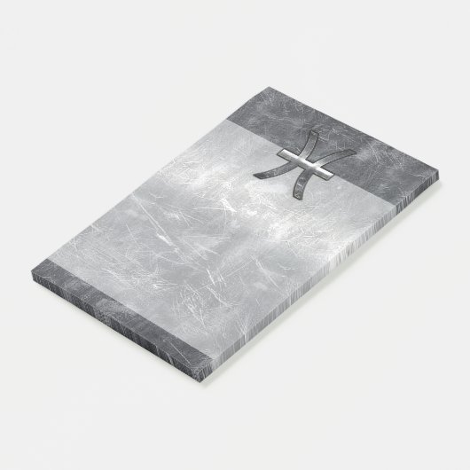 Pisces Zodiac Sign in Grunge-Stahl-Dekoration Post-it Klebezettel (angewinkelt)