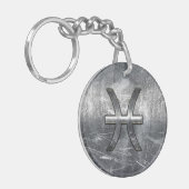 Pisces Zodiac Sign in Grunge-Stahl-Dekoration Schlüsselanhänger (Vorderseite links)