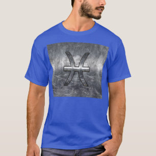 Pisces Zodiac Sign in Grunge-Stahl-Dekoration T-Shirt