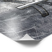 Pisces Zodiac Sign in Grunge-Stahlindustrie Druck (Ecke)