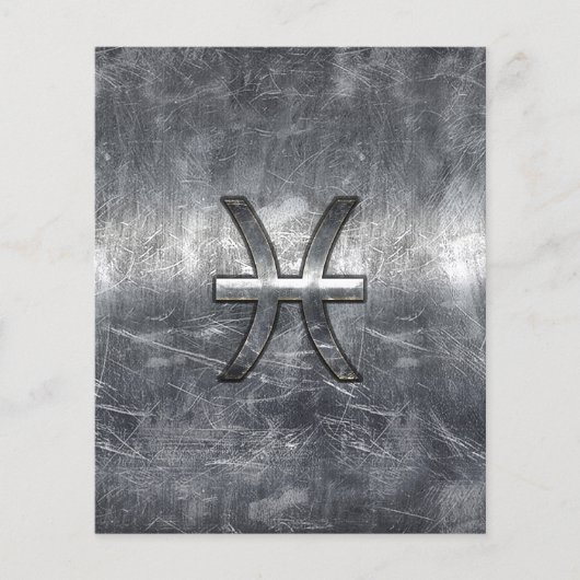 Pisces Zodiac Sign in Grunge-Stahlindustrie Druck Flyer (Vorne)