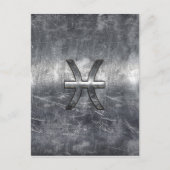 Pisces Zodiac Sign in Grunge-Stahlindustrie Druck Postkarte (Vorderseite)