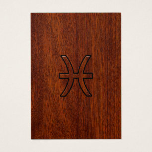 Pisces Zodiac Sign in Mahagoniholz Stil