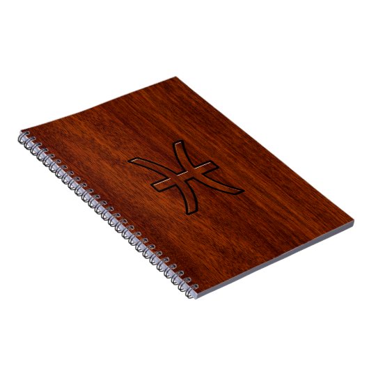Pisces Zodiac Sign in Mahagoniholz Stil Notizblock (Rechte Seite)