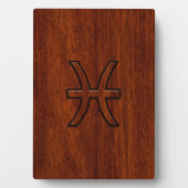 Pisces Zodiac Sign in Mahogany Wood Style Fotoplatte (Vorderseite)