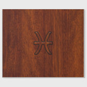 Pisces Zodiac Sign in Mahogany Wood Style Geschenkpapier (Flach)