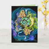 Pisces Zodiac Sign Karte (Gelbe Blume)