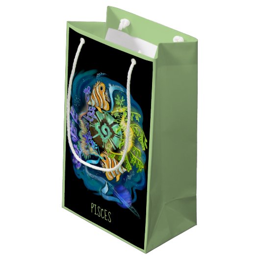 Pisces Zodiac Sign Kleine Geschenktüte (Rückseite Schrägansicht)