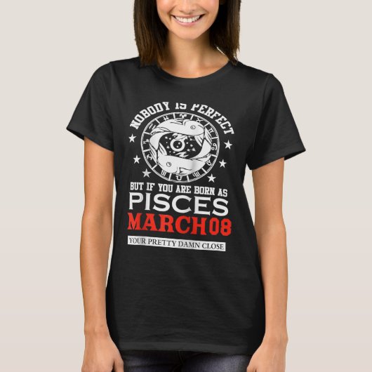 Pisces Zodiac Sign März 08 Women Men Birthday Par T-Shirt (Vorderseite)
