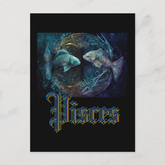 Pisces Zodiac Sign Postcard Postkarte (Vorderseite)