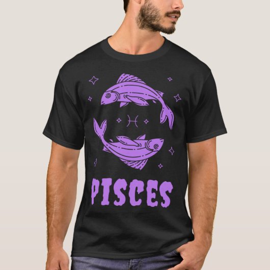 Pisces Zodiac Sign Purple Goth Gothic Astrology Ho T-Shirt (Vorderseite)