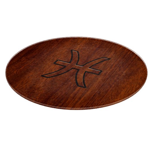 Pisces Zodiac Sign Rich Mahogani Holzkornstil Schneidebrett (Ecke)
