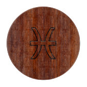 Pisces Zodiac Sign Rich Mahogani Holzkornstil Schneidebrett (Vorderseite)
