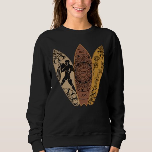 Pisces Zodiac Sign Surfboard Surfing Horoscope Sweatshirt (Vorderseite)