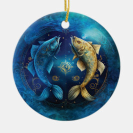 Pisces Zodiac Sign Watercolor Design Keramik Ornament