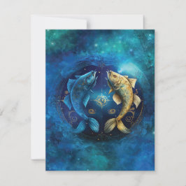 Pisces Zodiac Sign Watercolor Design Mitteilungskarte