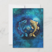 Pisces Zodiac Sign Watercolor Design Mitteilungskarte (Rückseite)