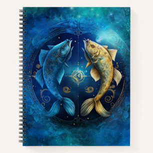 Pisces Zodiac Sign Watercolor Design Notizblock
