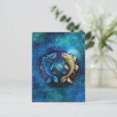 Pisces Zodiac Sign Watercolor Design Postkarte (Stehend Vorderseite)