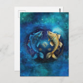 Pisces Zodiac Sign Watercolor Design Postkarte (Vorne/Hinten)
