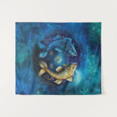 Pisces Zodiac Sign Watercolor Design Wandteppich (Vorderseite (Horizontal))