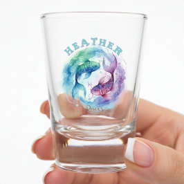 Pisces Zodiac Sign Watercolor Fish Astrology Schnapsglas