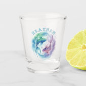 Pisces Zodiac Sign Watercolor Fish Astrology Schnapsglas (Vorderseite)