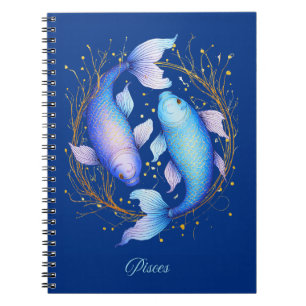 Pisces Zodiac Sign, zwei graceful Koi Fisch Notizblock