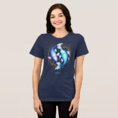 Pisces Zodiac Sign, zwei graceful Koi Fisch Tri-Blend Shirt (Vorderseite voll)