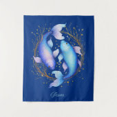 Pisces Zodiac Sign, zwei graceful Koi Fisch Wandteppich (Vorderseite)