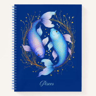 Pisces Zodiac Sign, zwei graceful Koi Fish Journal Notizblock