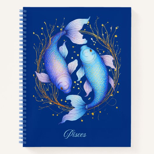 Pisces Zodiac Sign, zwei graceful Koi Fish Journal Notizblock (Vorderseite)