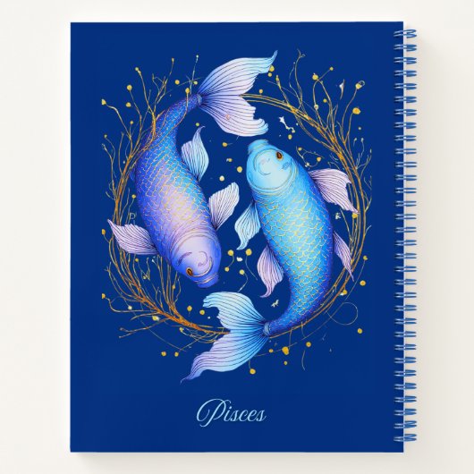 Pisces Zodiac Sign, zwei graceful Koi Fish Journal Notizblock (Rückseite)