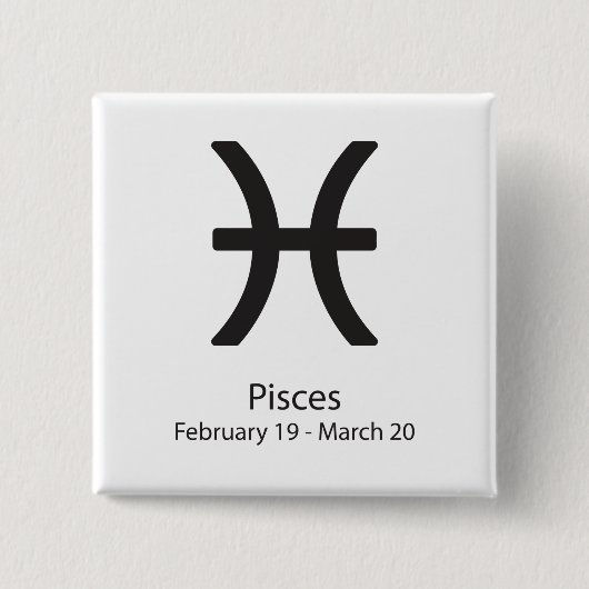 Pisces zodiac signe 19. Februar - März 20 Button (Vorderseite)
