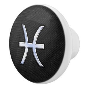 Pisces Zodiac Silver Symbol Black Snake Skin Stil Keramikknauf