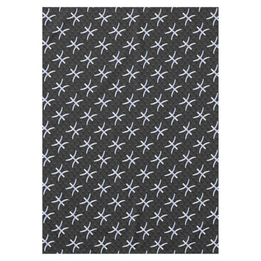 Pisces Zodiac Silver Symbol Black Snake Skin Stil Tischdecke (Vorderseite)