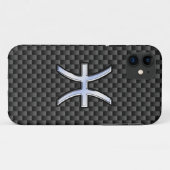 Pisces Zodiac Silver Symbol Carbon Fiber Case-Mate iPhone Hülle (Rückseite (Horizontal))