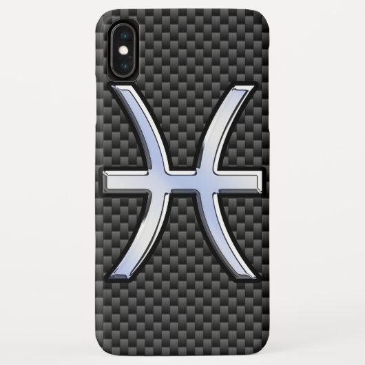 Pisces Zodiac Silver Symbol Carbon Fiber Case-Mate iPhone Hülle (Rückseite)
