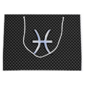 Pisces Zodiac Silver Symbol Carbon Fiber Große Geschenktüte (Vorderseite)