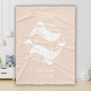 Pisces Zodiac Star Name Birthdate Light Peach Baby Fleecedecke