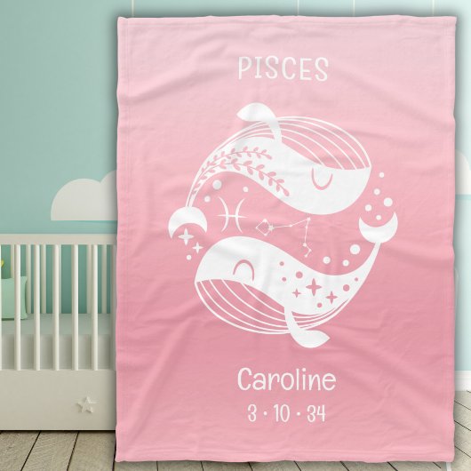 Pisces Zodiac Star Name Birthdate Pink Baby Fleecedecke
