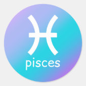 Pisces Zodiac Star Sign Astrologie Blue Gradient Runder Aufkleber (Vorderseite)
