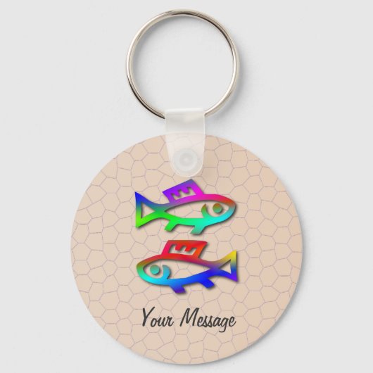 Pisces Zodiac Star Sign Rainbow Fish Keyring Schlüsselanhänger (Vorderseite)